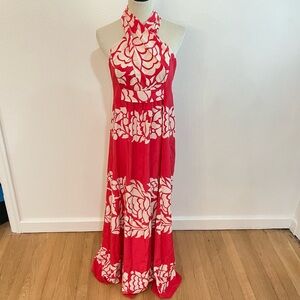 Tibi Halter Neck Silk Maxi Dress